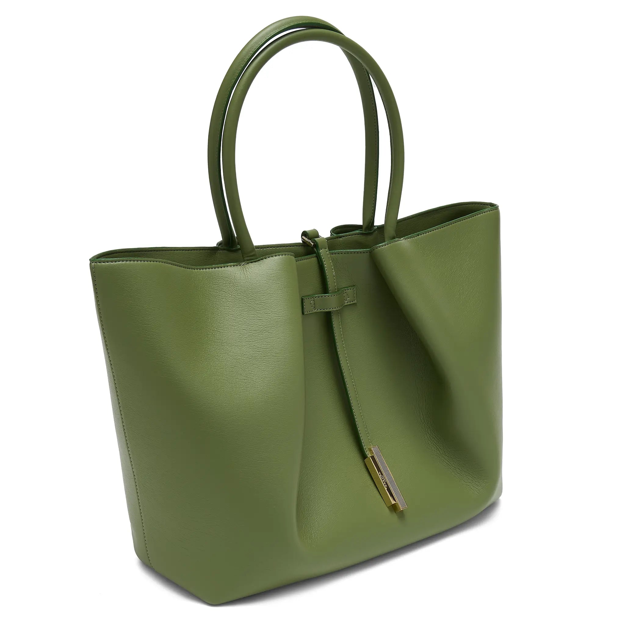 Karuna London Madison olive green tote bag side view