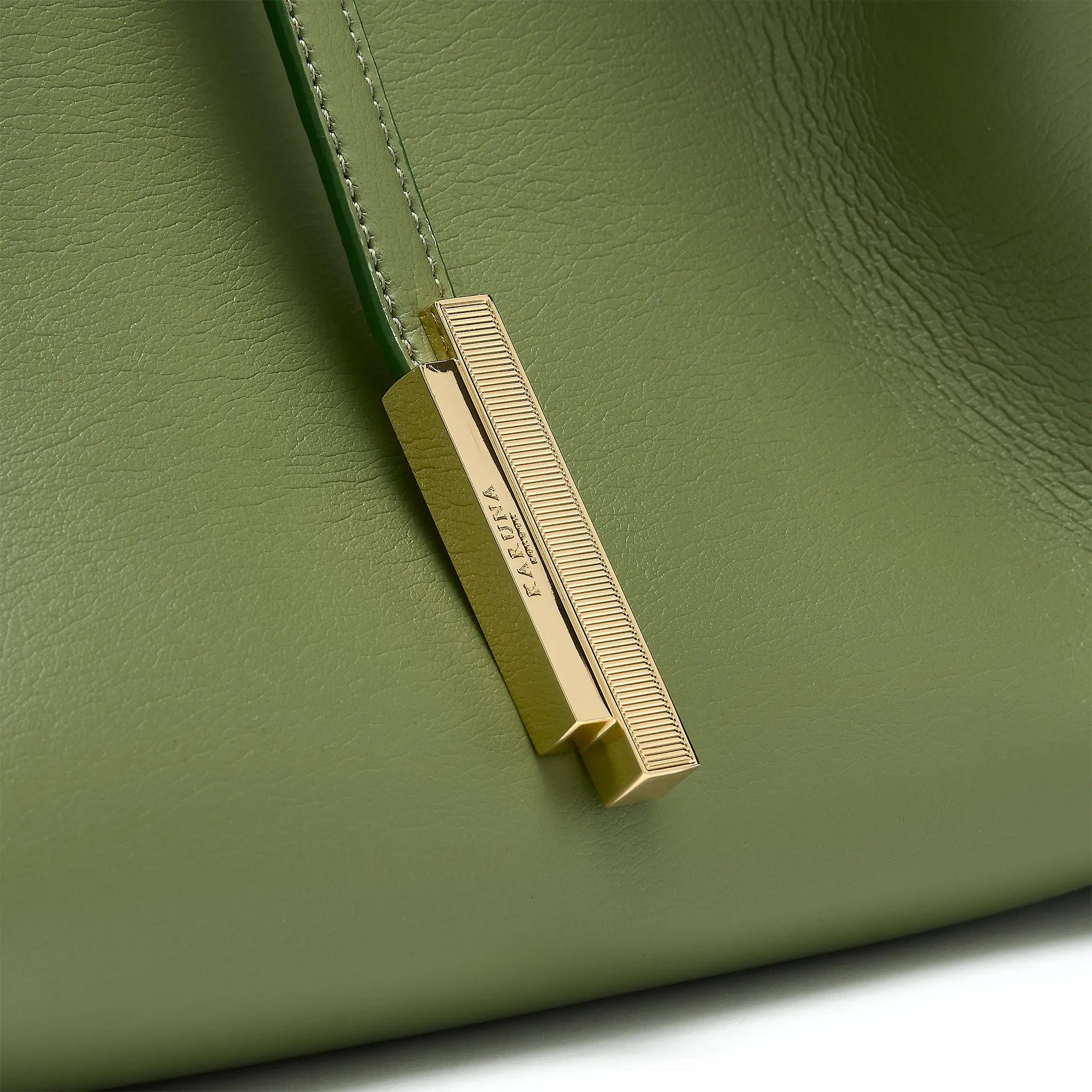 Karuna London Madison olive green tote bag with branding