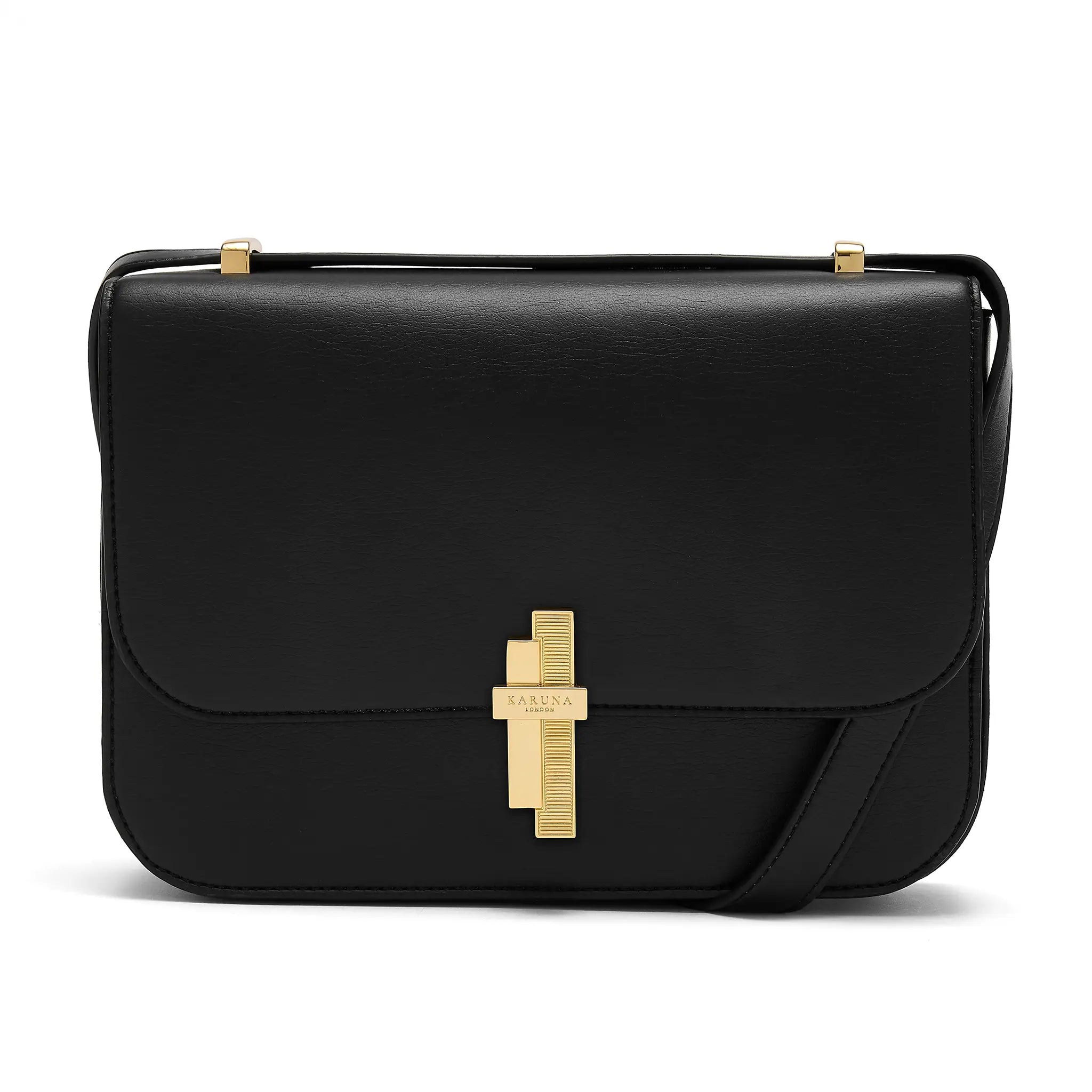 Karuna London Melrose black cross body bag front view