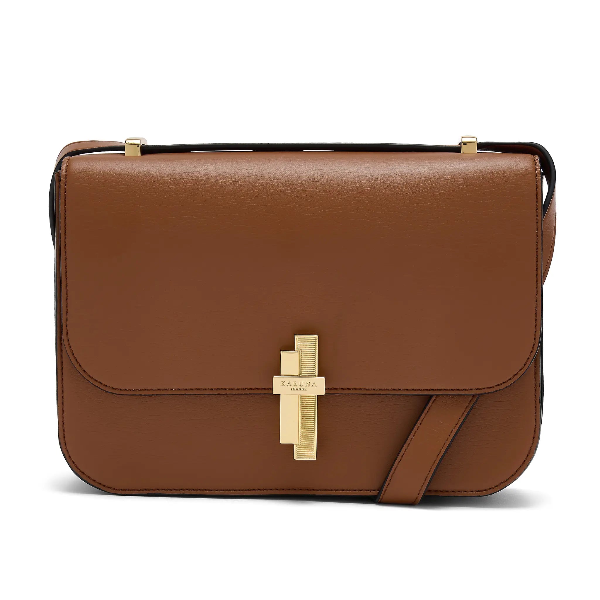 Karuna London Melrose cinnamon cross body bag front view