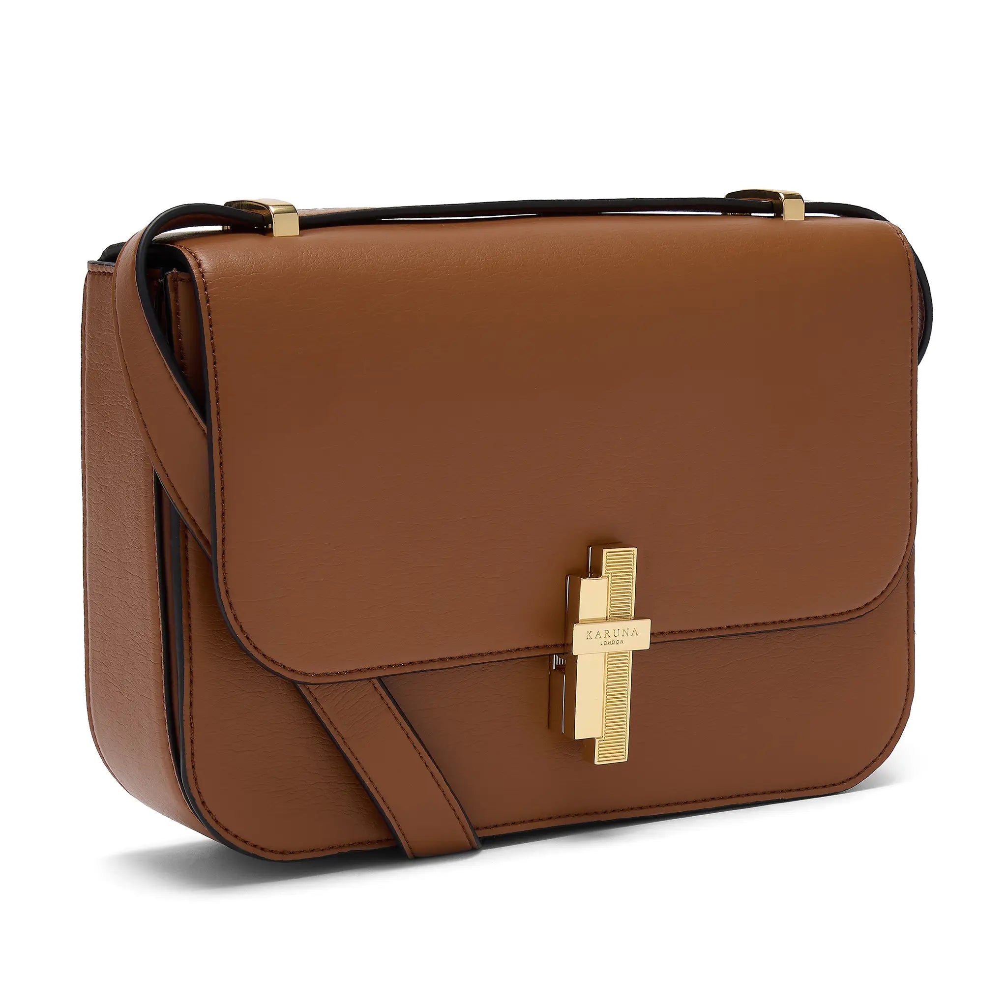 Karuna London Melrose cinnamon cross body bag side view