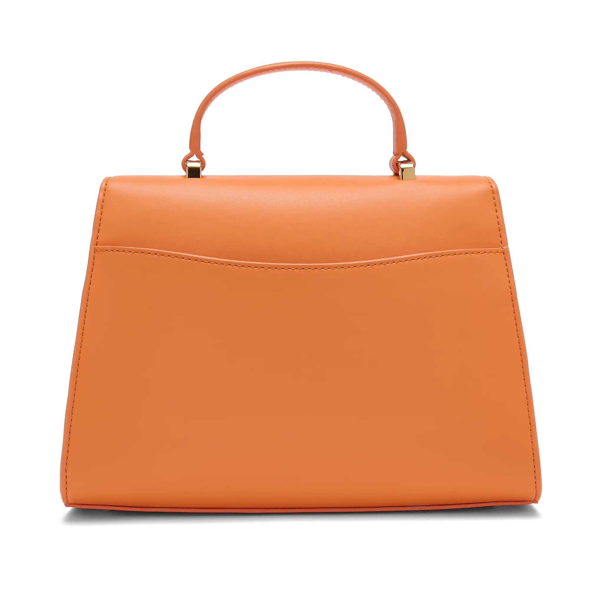 Karuna London Maddox papaya top handle bag back view